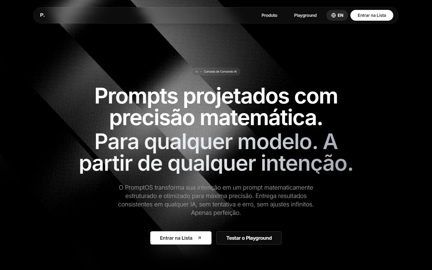Captura da página inicial de PromptOS em computador